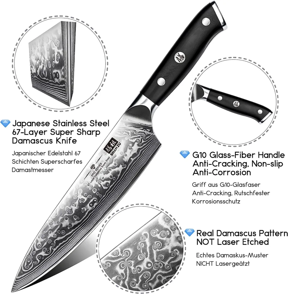 Shan Zu Damascus Steel Chef Knife